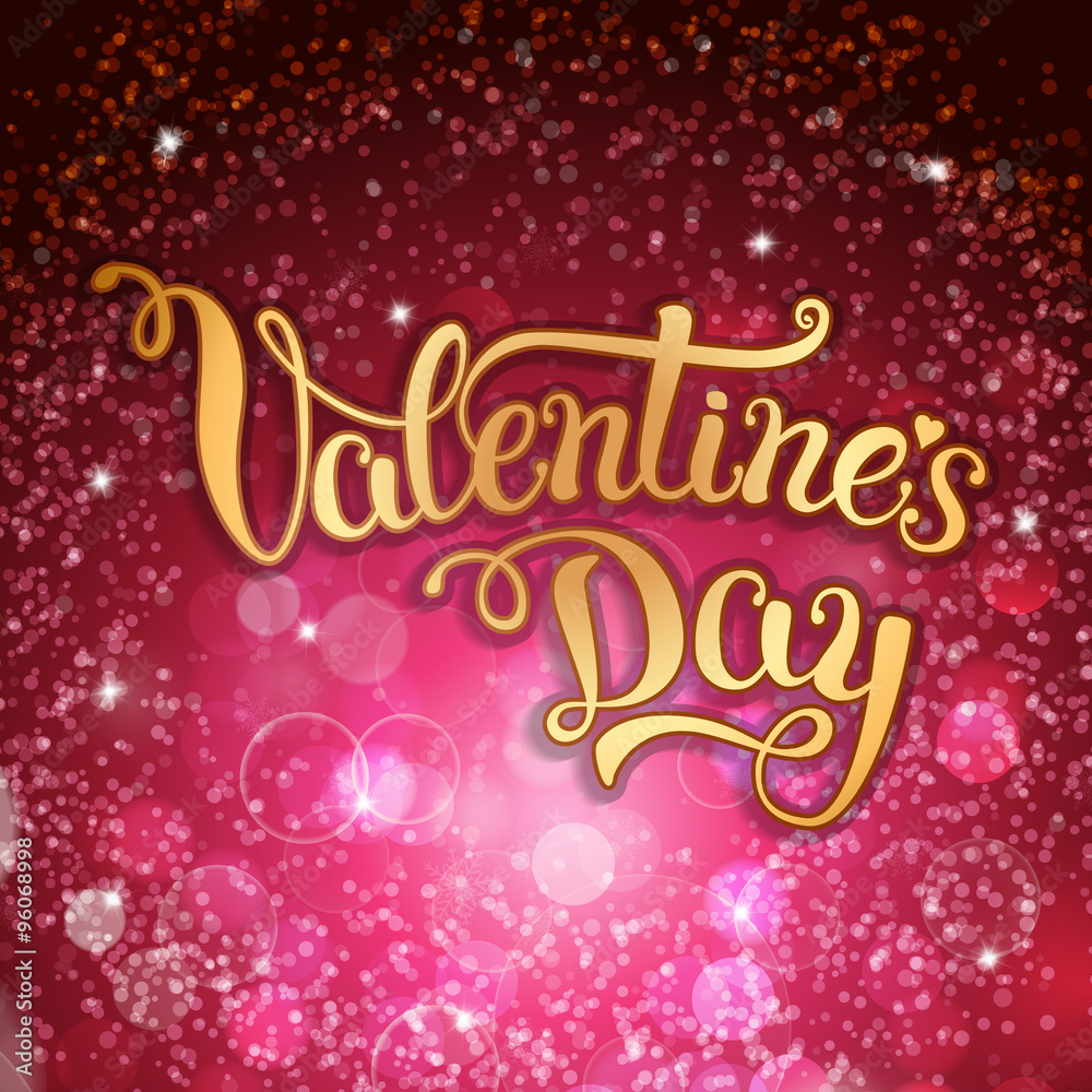 Original hand lettering Happy Valentine's day on crimson backgro Original hand lettering Happy Valentine's day on crimson backgro