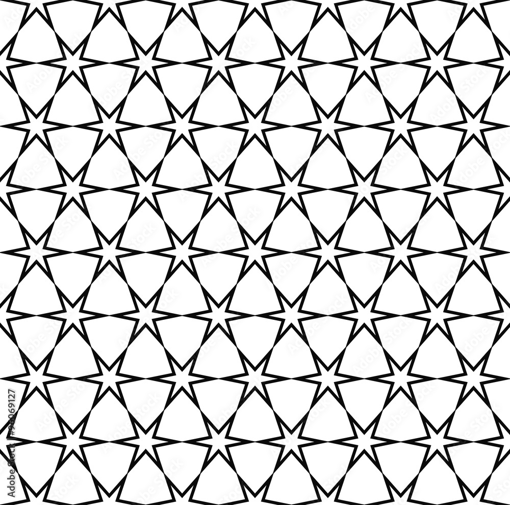 Fototapeta premium Repeating black and white star pattern