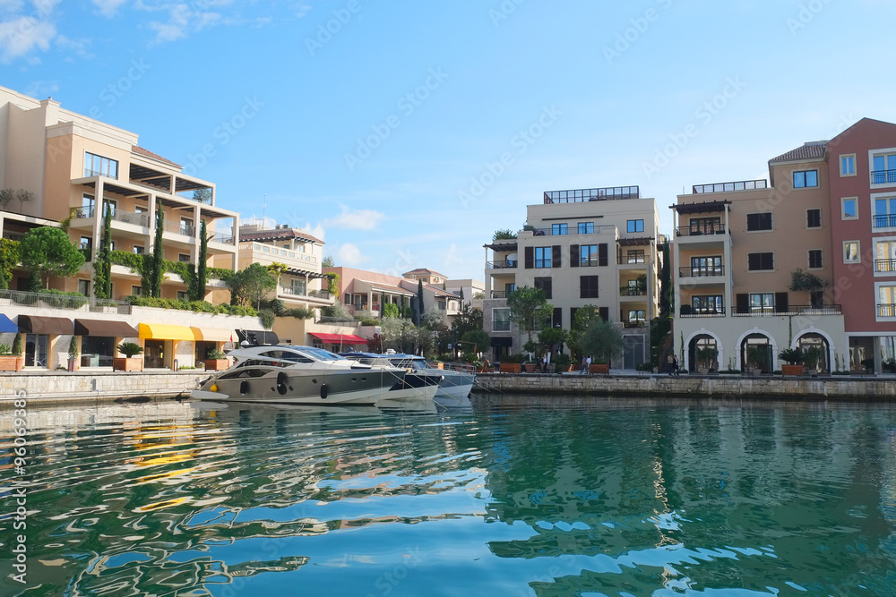 Sea landscape with the image of Montenegro port