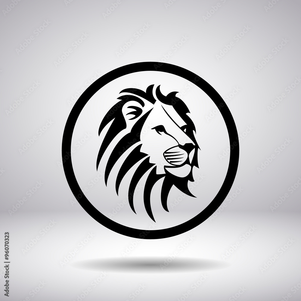 Silhouette of a lion's head in a circle Silhouette of a lion's head in a circle