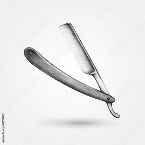Hand drawn vector barbershop razor symbol