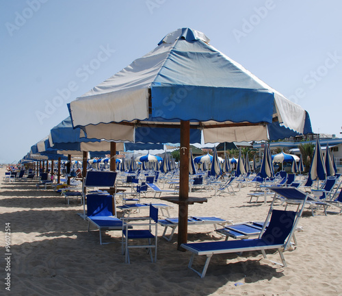 White and Blue Beach Umbrellas