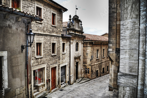 picturesque street in San Marino in hdr