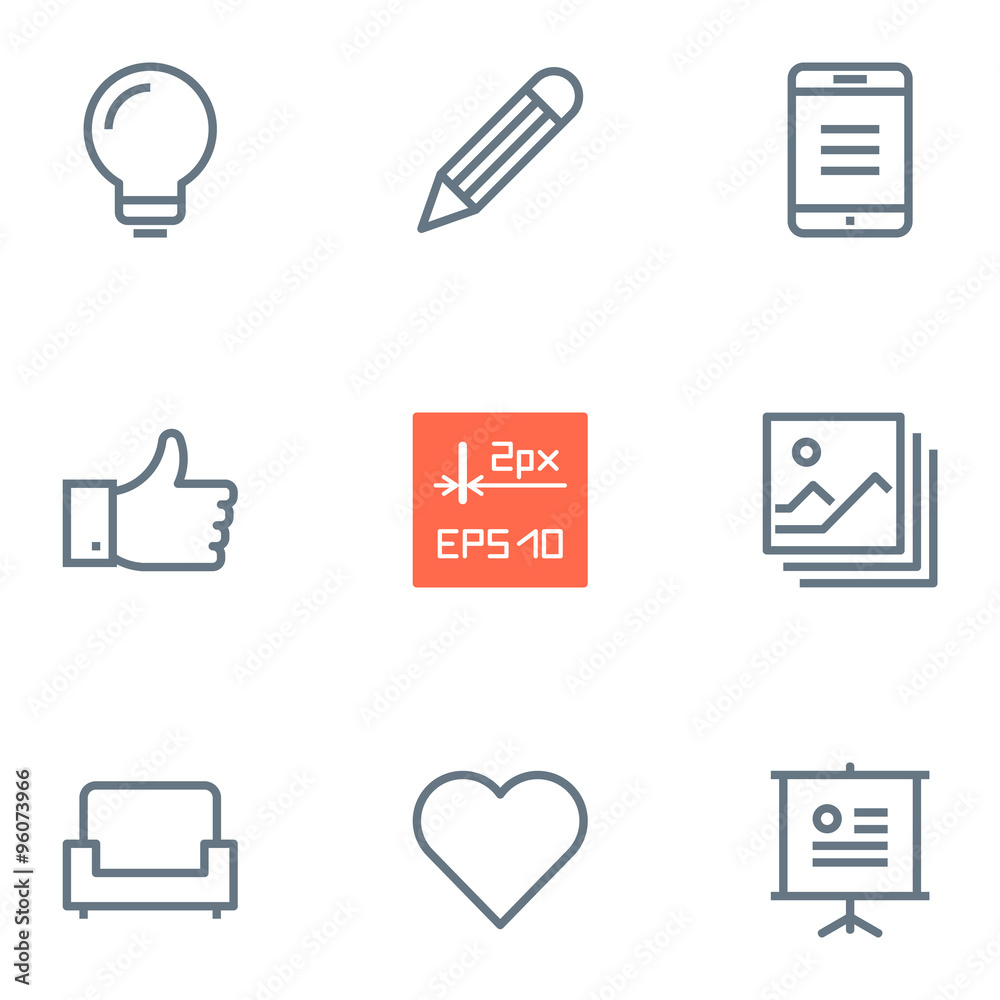 Thin 2px line vector icons for interfaces Thin 2px line vector icons for interfaces