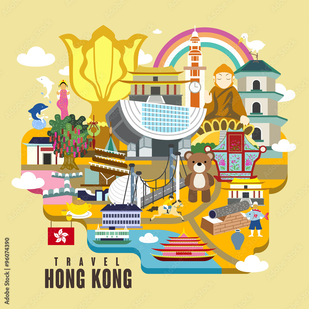 Fototapeta premium Hong Kong travel poster