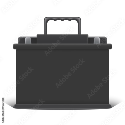Vector illustration of 12 volt car battery power cell. front vie