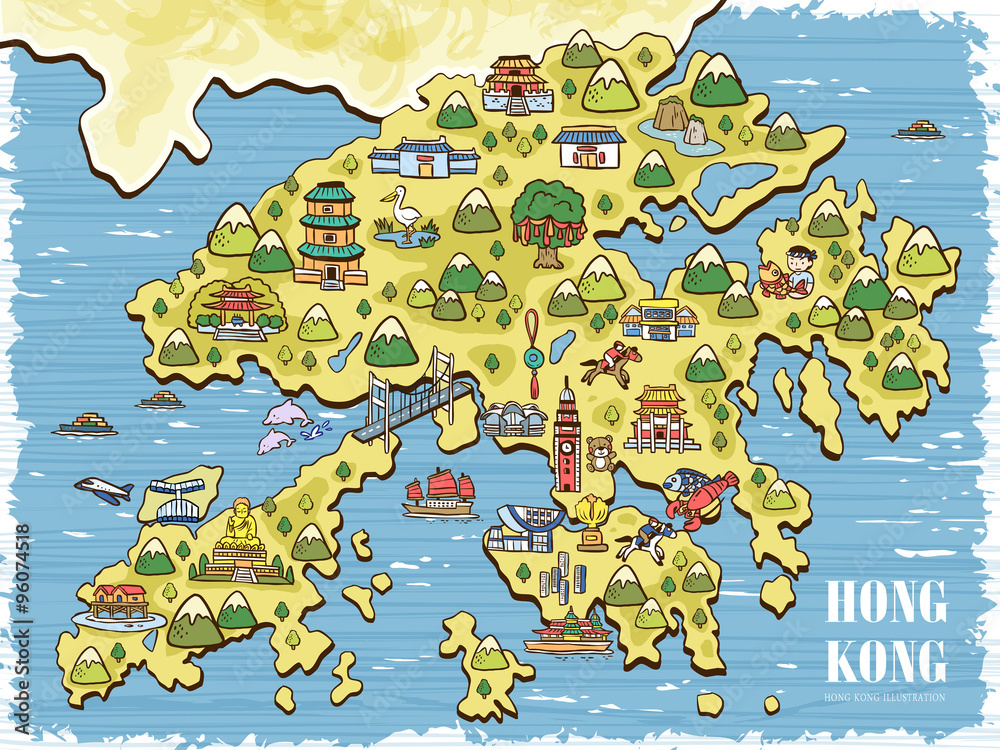 Obraz premium Mapa podróży Hongkongu