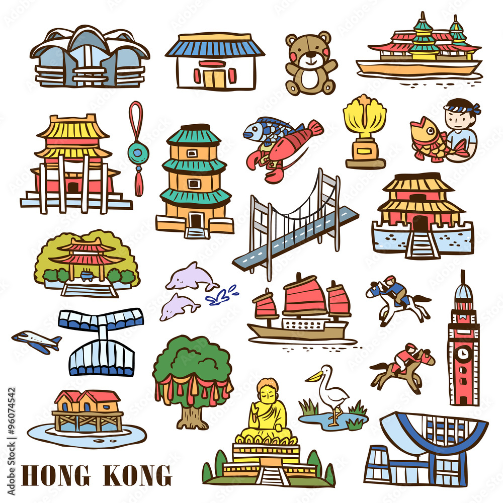 Fototapeta premium Hong Kong travel elements