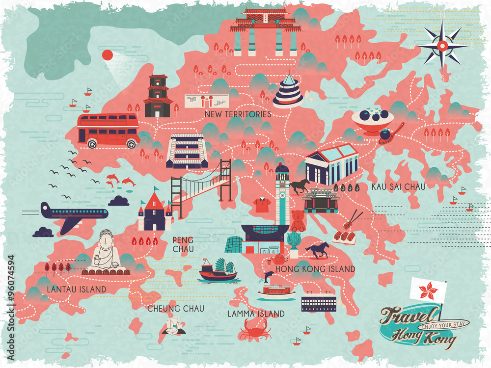 Obraz premium Hong Kong travel map