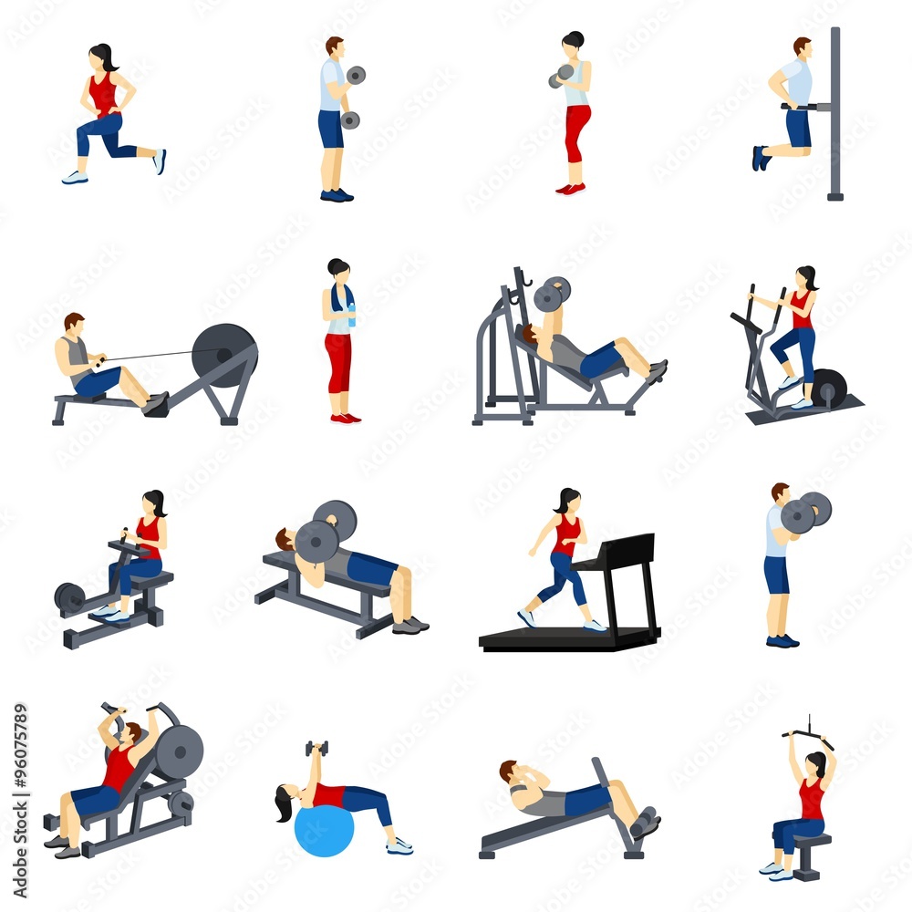 Fitness Gym Training Icons Set Fitness Gym Training Icons Set