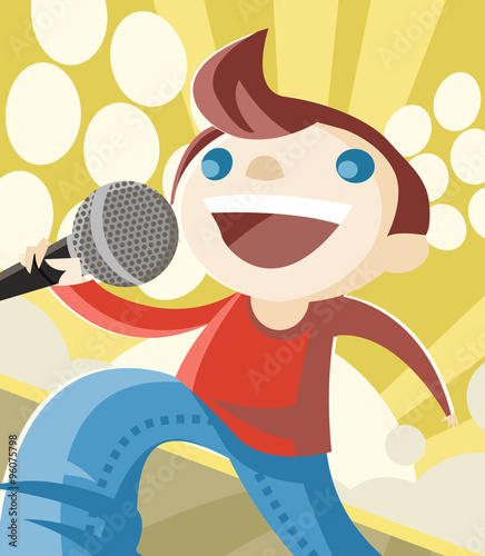 cantante con micrófono en el escenario
