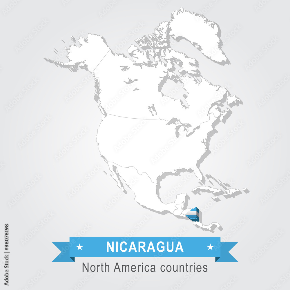 Obraz premium Nicaragua. All the countries of North America. Flag version.