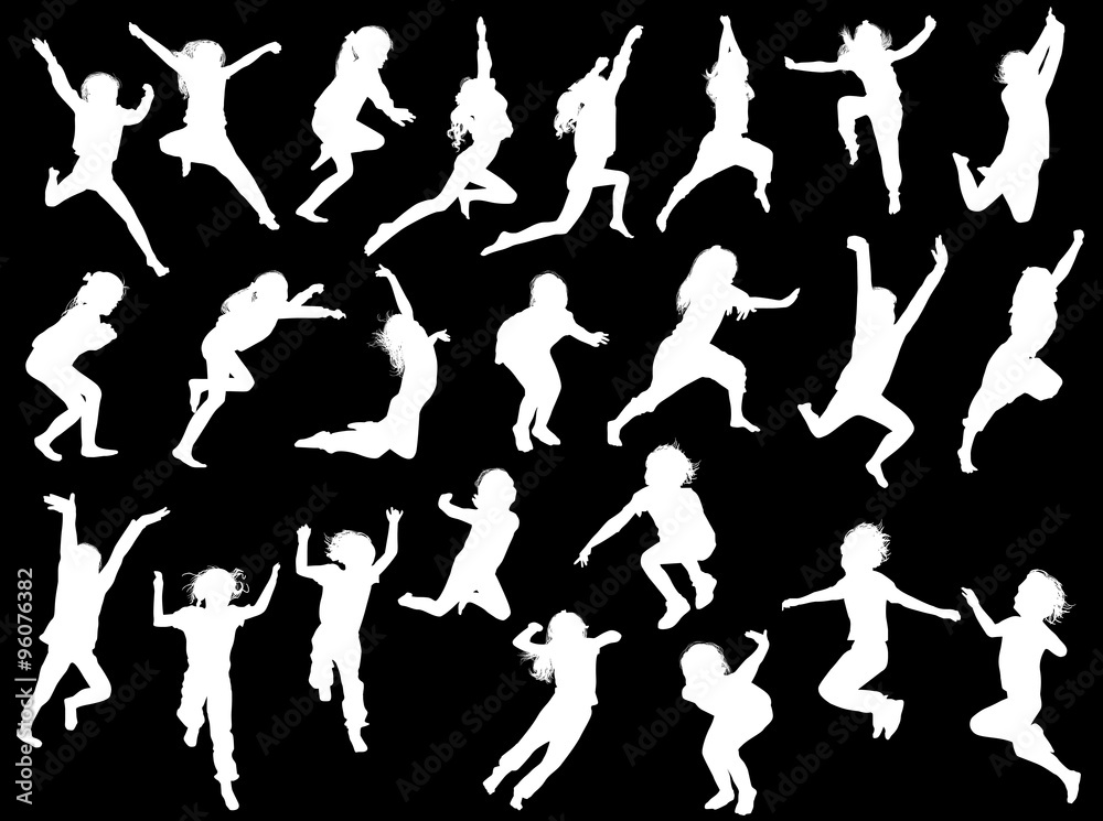 twenty four jumping girl silhouettes collection on black twenty four jumping girl silhouettes collection on black
