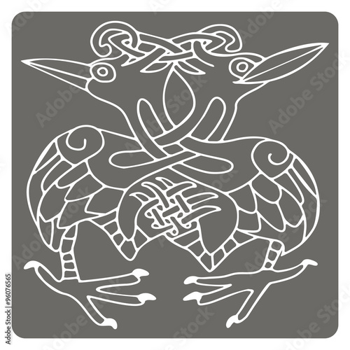monochrome icon with Celtic art and ethnic ornaments for your design