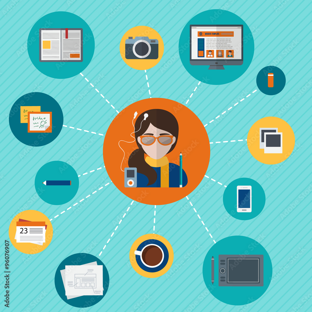 Designer with objects Designer with objects