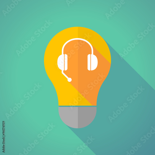 Long shadow vector light bulb with  a hands free phone device