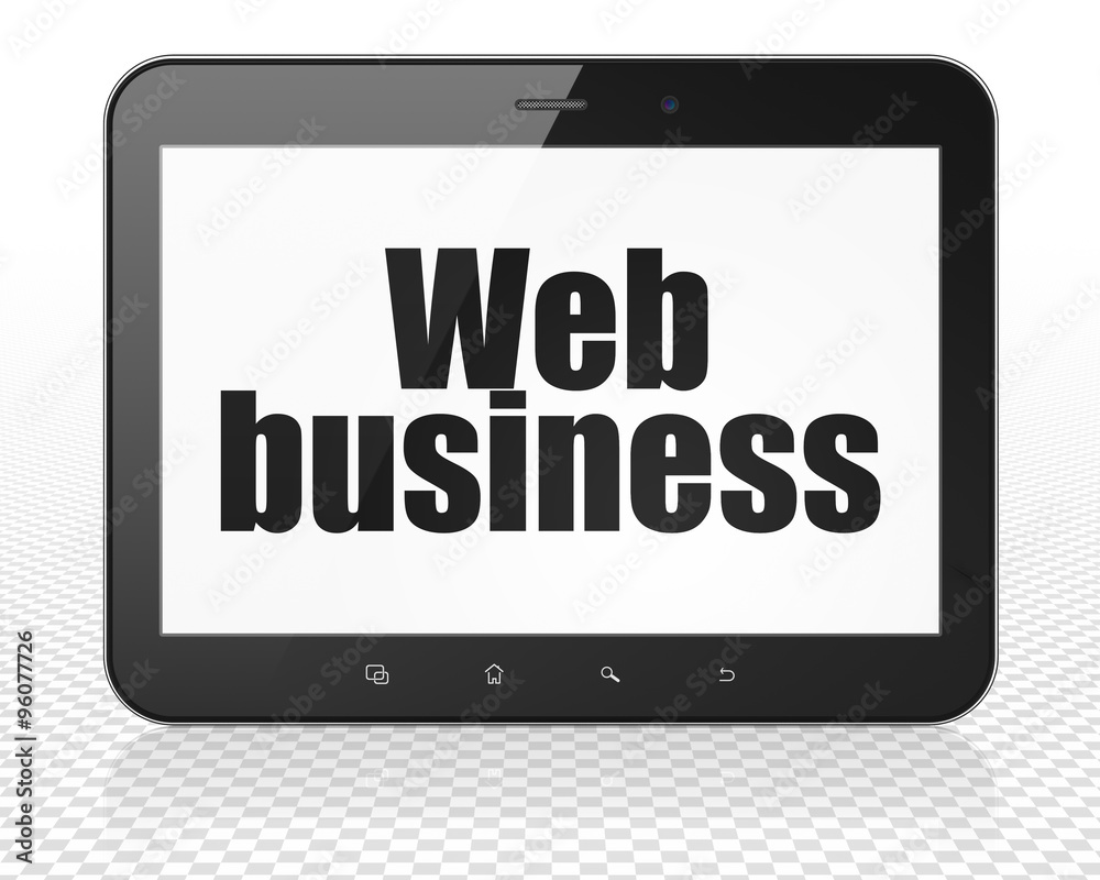 Web development concept: Tablet Pc Computer with Web Business on display Web development concept: Tablet Pc Computer with Web Business on display
