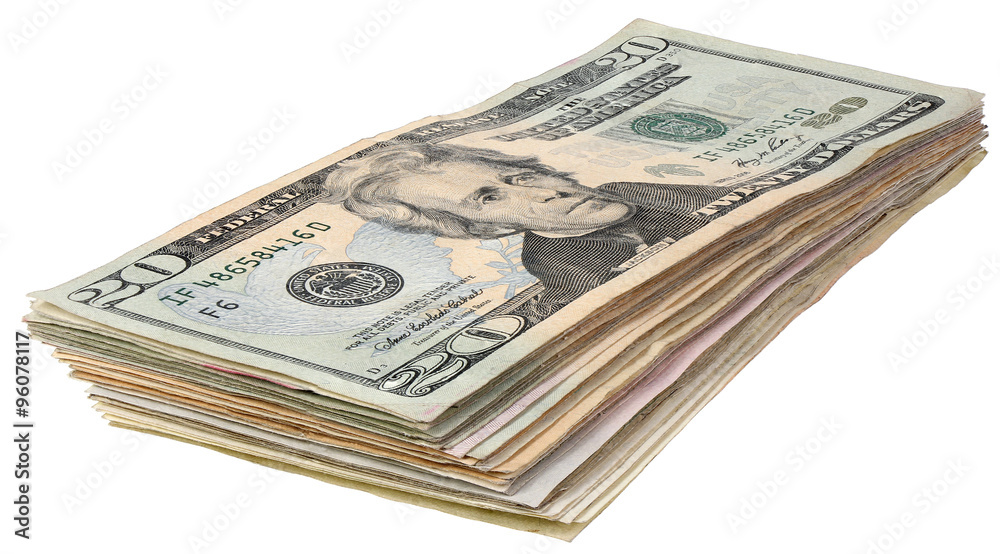 Stack of dollars banknotes isolated on white background Stack of dollars banknotes isolated on white background