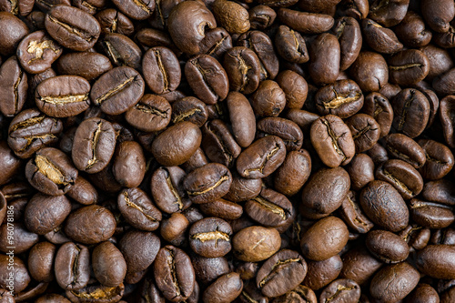 Coffee beans Arabica  roasted background.