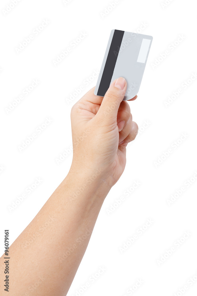 hand holding credit card isolate on white clipping path hand holding credit card isolate on white clipping path