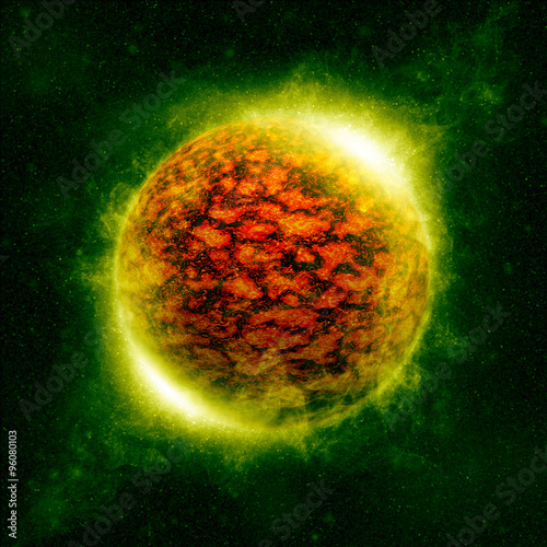 Fototapeta Naklejka Na Ścianę i Meble -  An illustration of a burning polluted planet