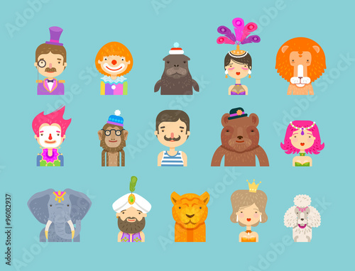 circus icons set. vector illustration