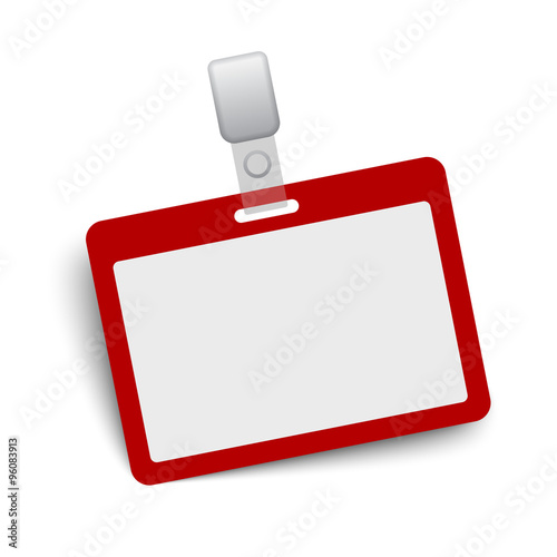 Red blank vector name tag isolated on white background