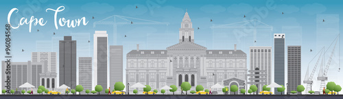 cape town skyline silhouette flat design vector illustration. Some elements have transparency mode different from normal