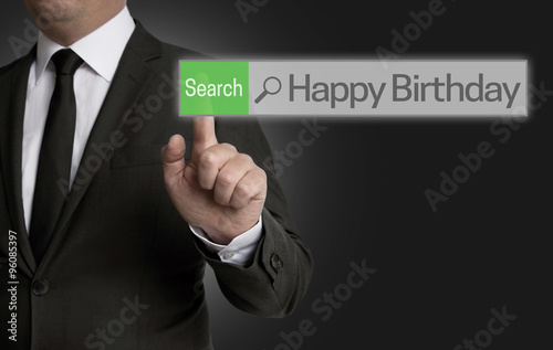 Happy Birthday browser is operated by businessman concept
