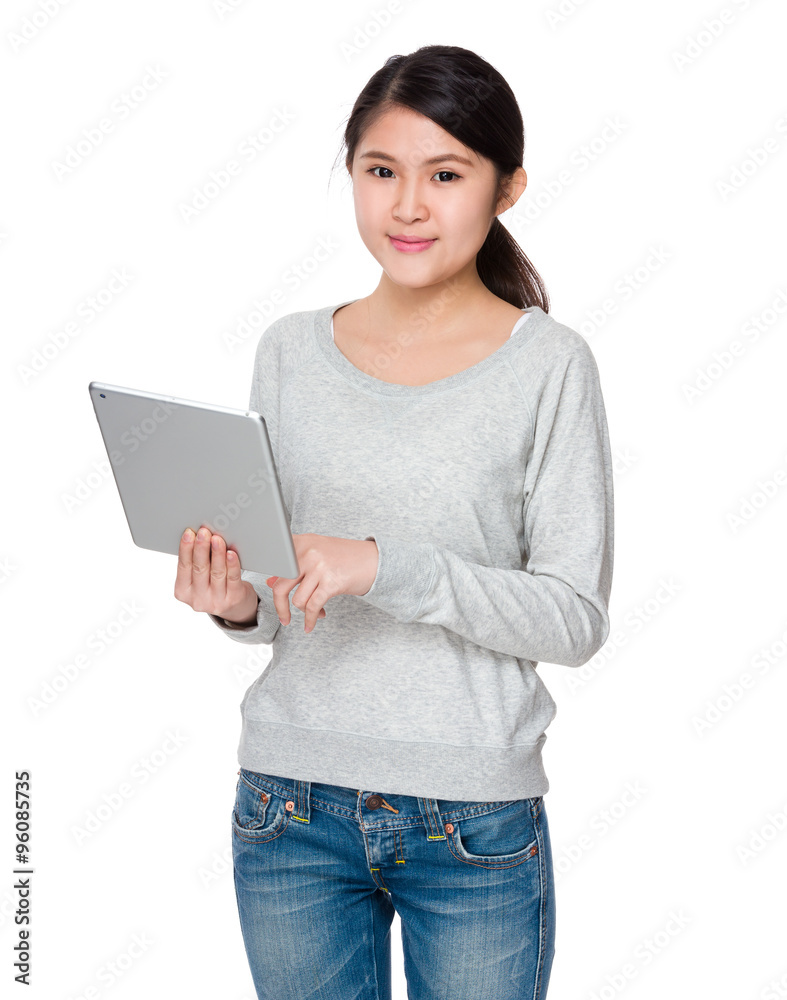 Woman use of the tablet pc Woman use of the tablet pc