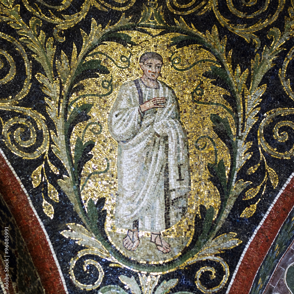 Apostle mosaic detail, Baptistry of Neon. Ravenna, Italy