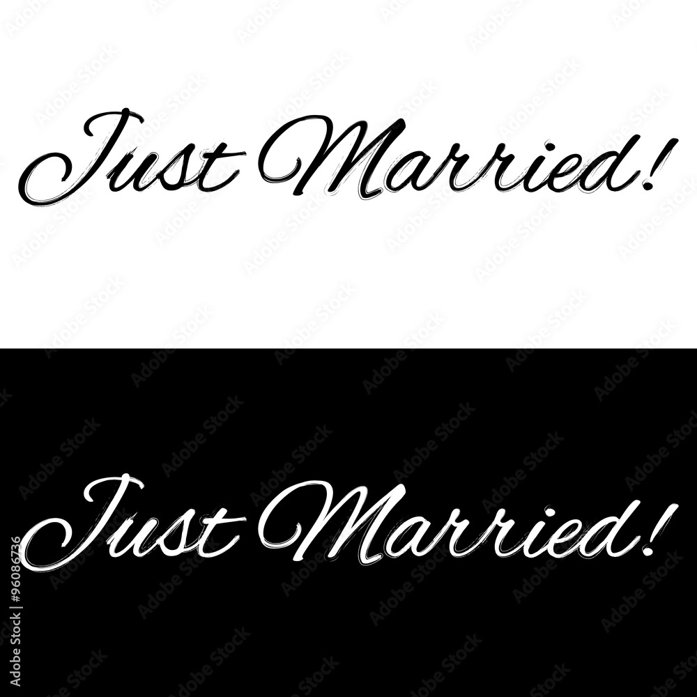 Just married banner on a black and white background Just married banner on a black and white background