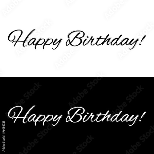 Happy birthday banner on a black and white background