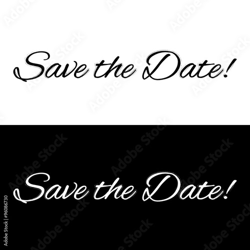 Save the date banner on a black and white background