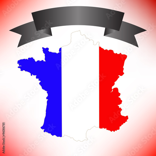 Map of France and Black Ribbon