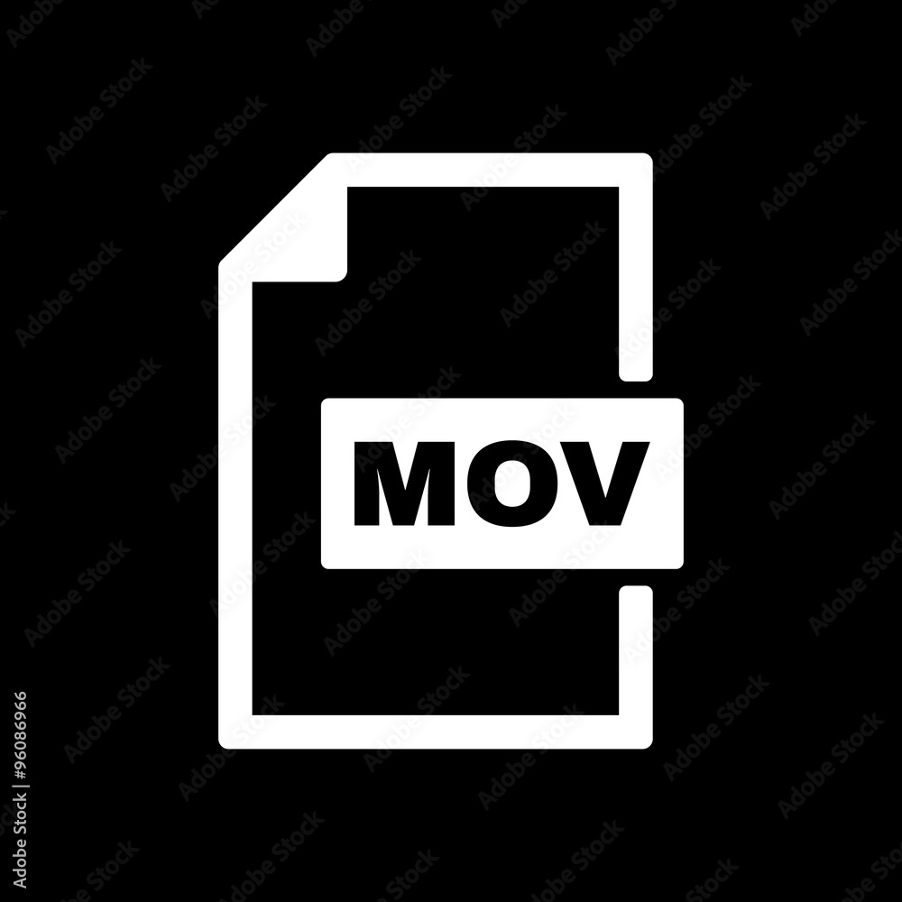 The MOV icon. Video file format symbol. Flat