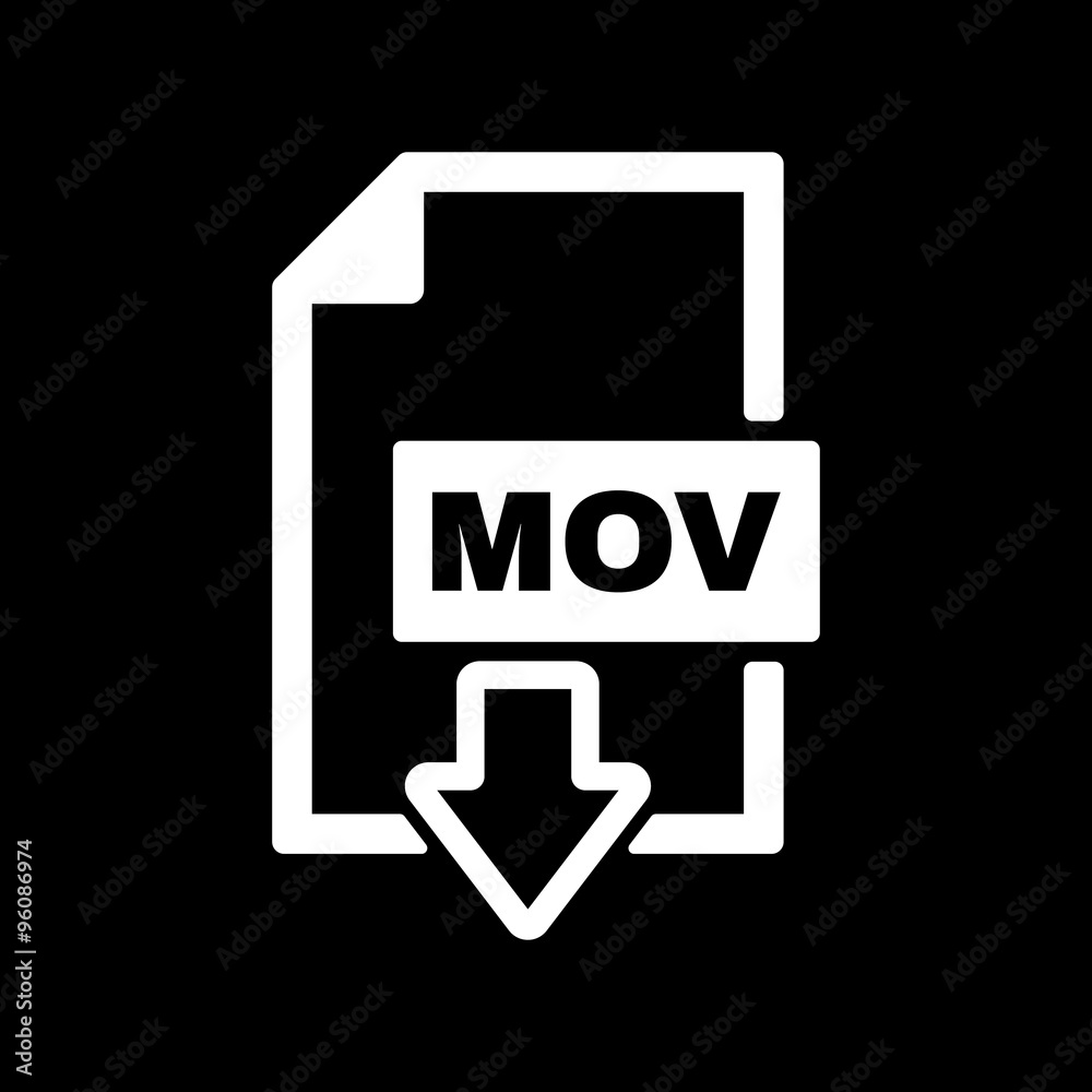 The MOV icon. Video file format symbol. Flat The MOV icon. Video file format symbol. Flat