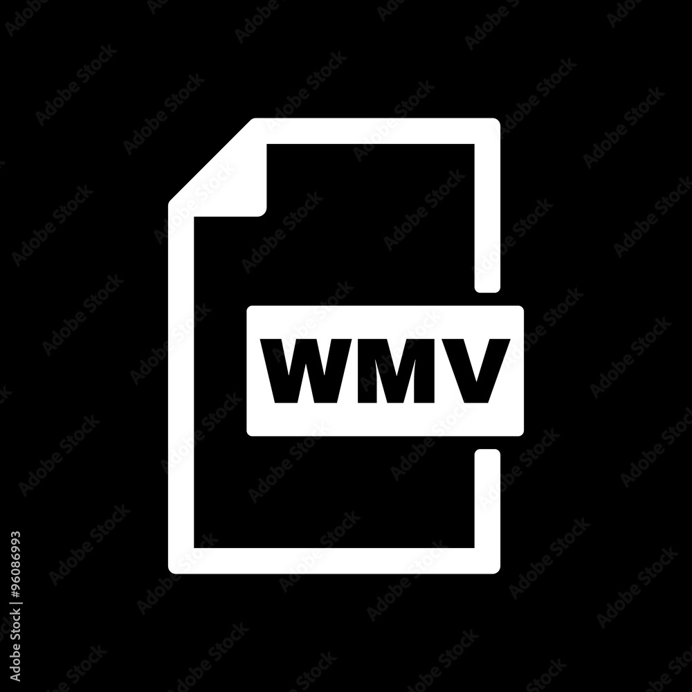The WMV icon. Video file format symbol. Flat The WMV icon. Video file format symbol. Flat