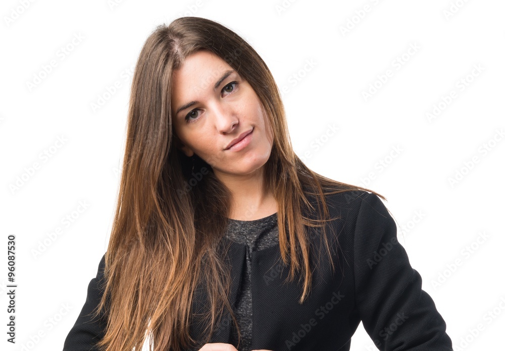 Pretty girl over white background Pretty girl over white background