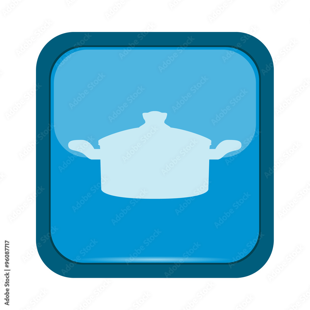 Saucepan on a blue button Saucepan on a blue button
