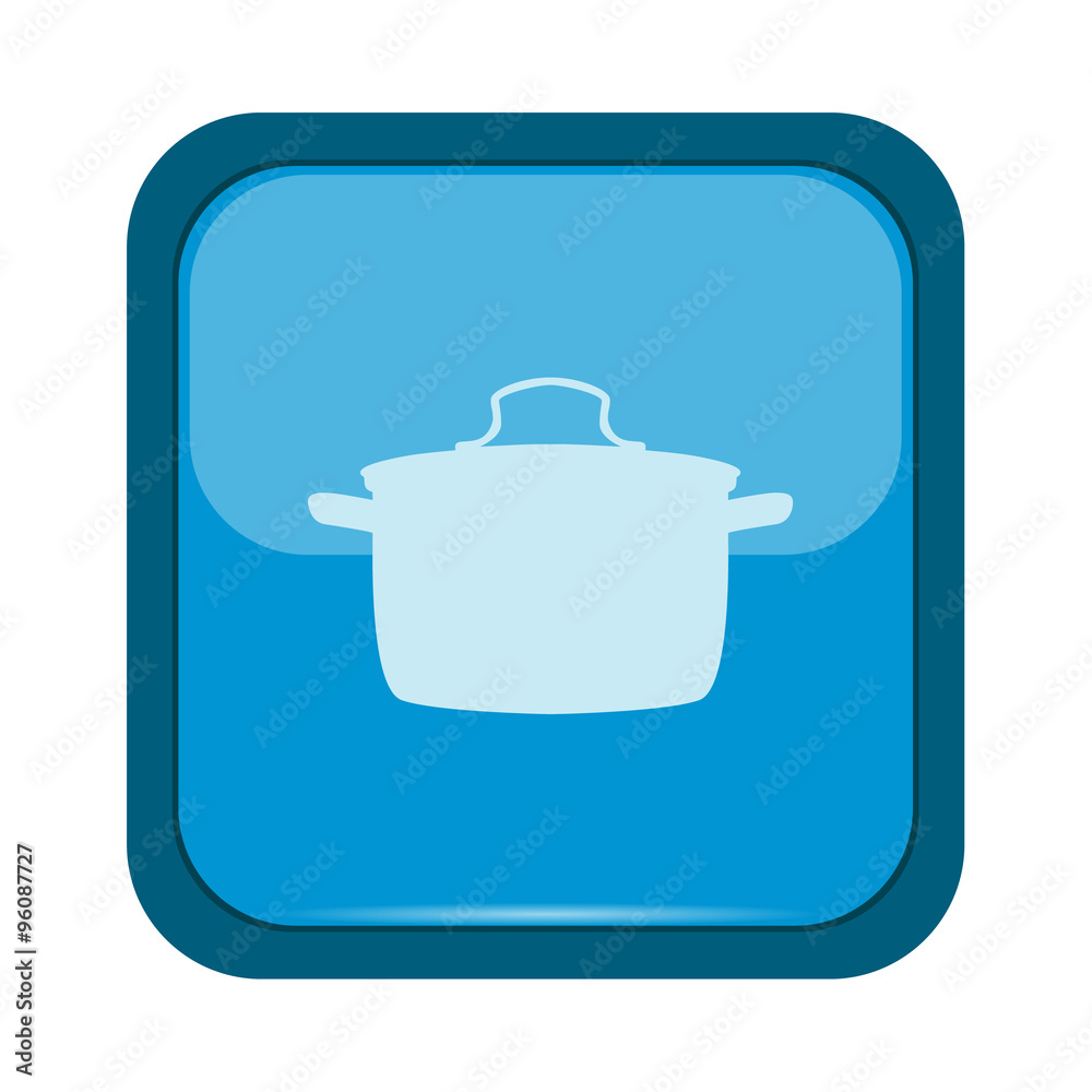 Saucepan on a blue button Saucepan on a blue button