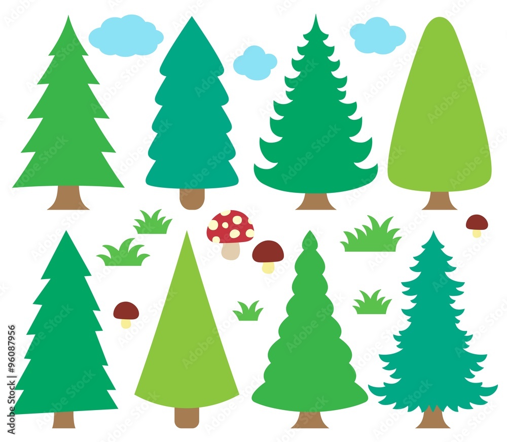 Stylized coniferous trees collection 1 Stylized coniferous trees collection 1