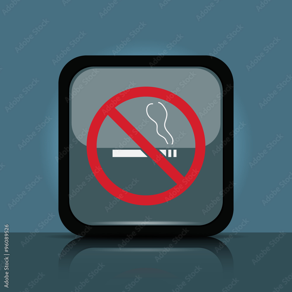 No smoking sign on a blue button No smoking sign on a blue button