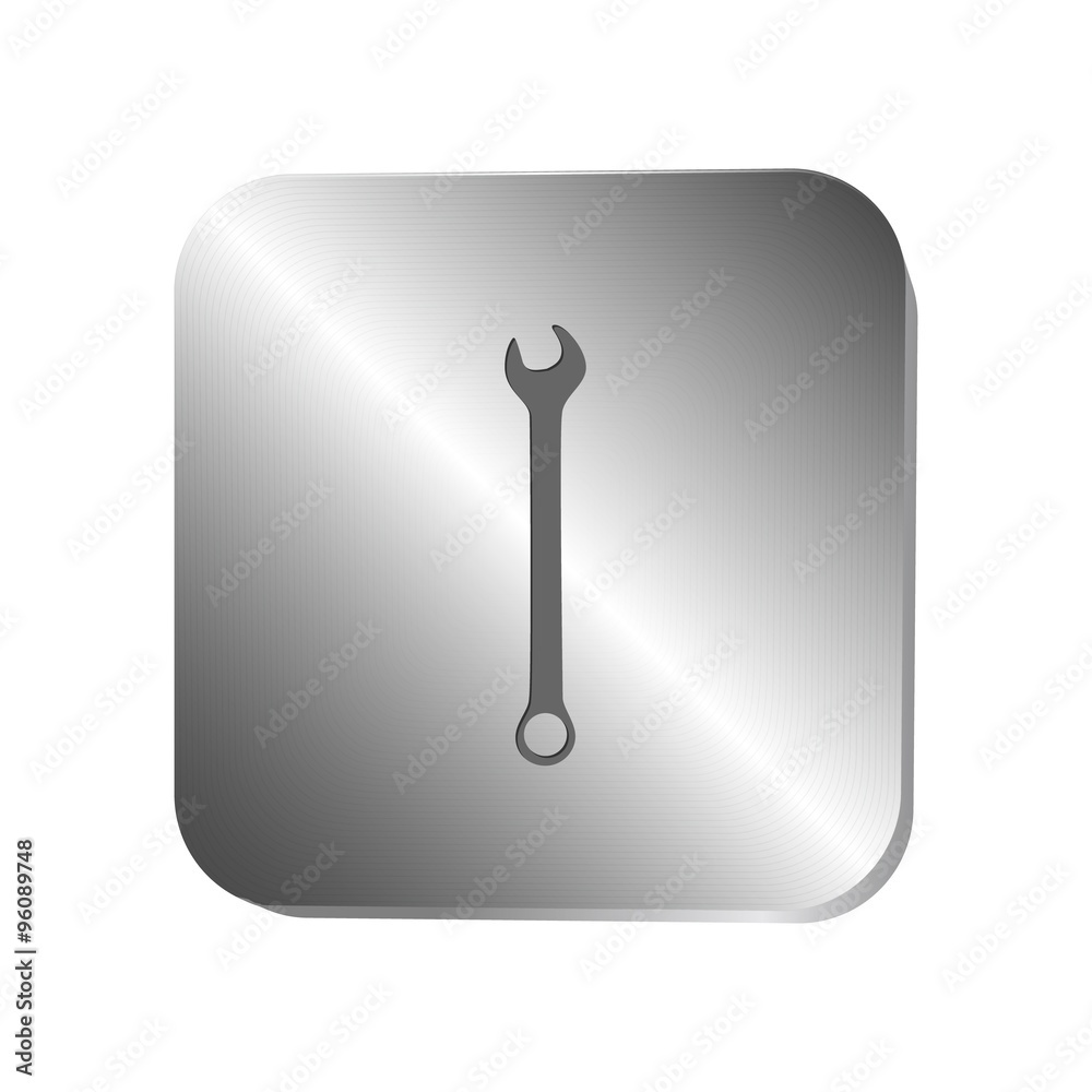 Spanner icon on a steel button Spanner icon on a steel button