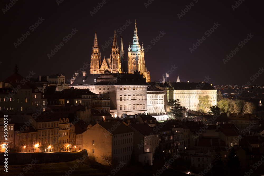 View on Prague's castle in Prague at night, Czech republic