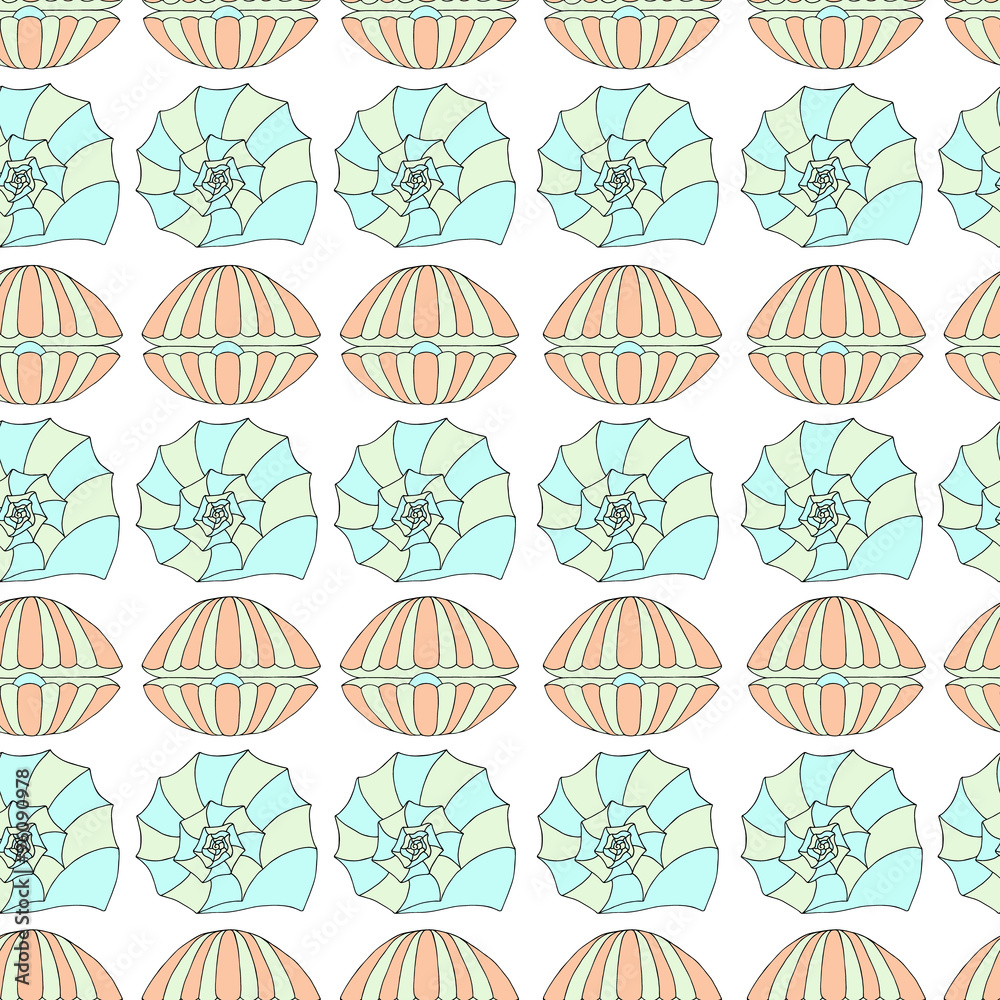 Seamless pattern of seashells Seamless pattern of seashells