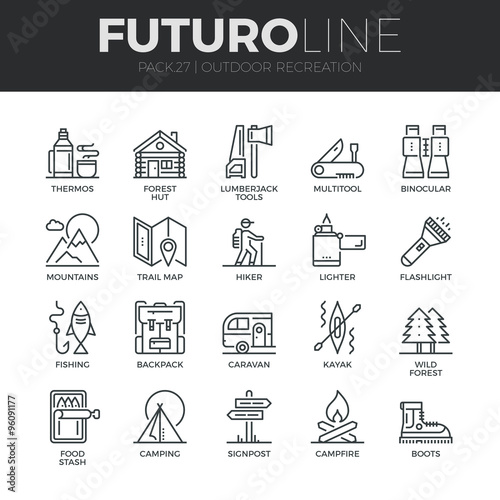 Outdoor Recreation Futuro Line Icons Set