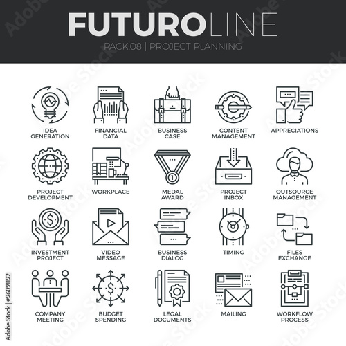 Project Planning Futuro Line Icons Set