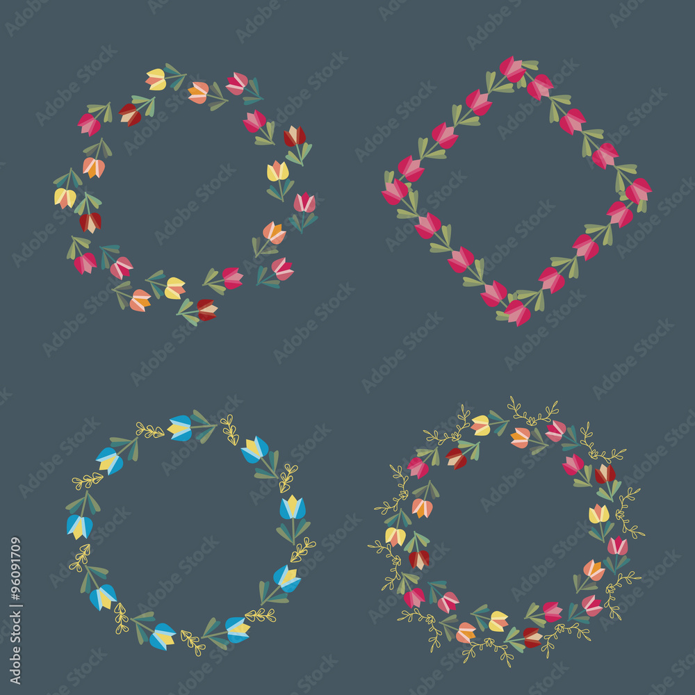 Set of vintage floral elements.