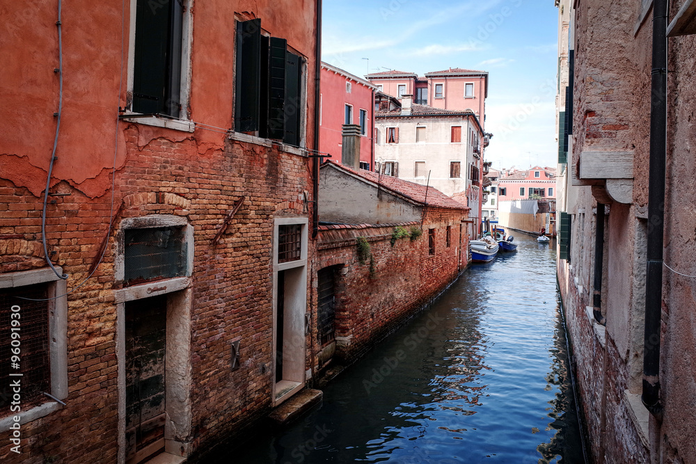 Beautiful view of water street and old buildings in Venice